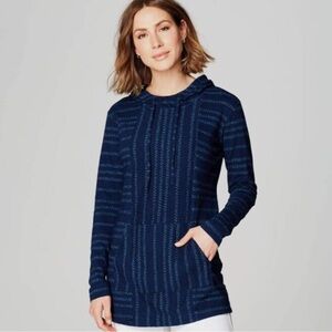 J.Jill Pure Jill Indigo Blue Printed Hoodie - Size Medium
